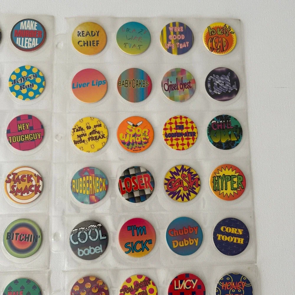 Vintage‎ 90s Pogs Milk Cap Collection Lot 80pc Slang Phrases 1994 1995 Nostalgia